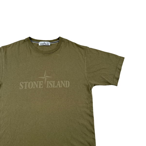 Stone Island Khaki Spellout T Shirt - Medium