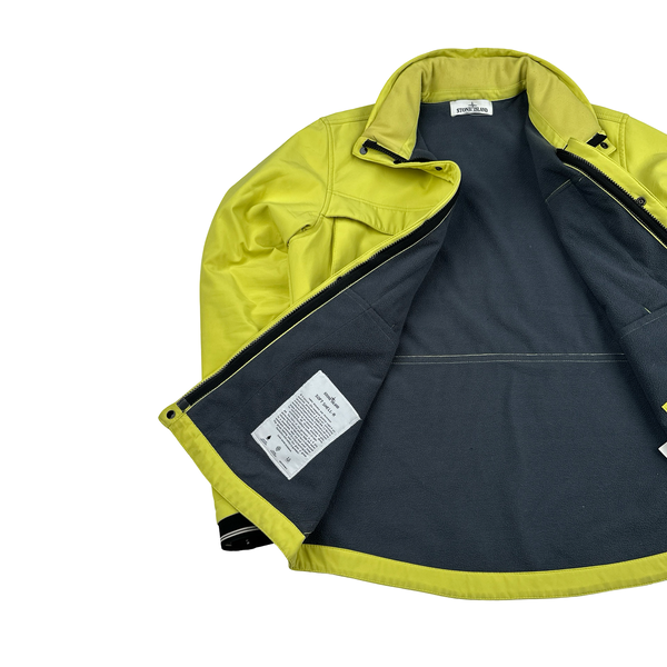 Stone Island Yellow Fleece Lined Soft Shell Jacket - Large