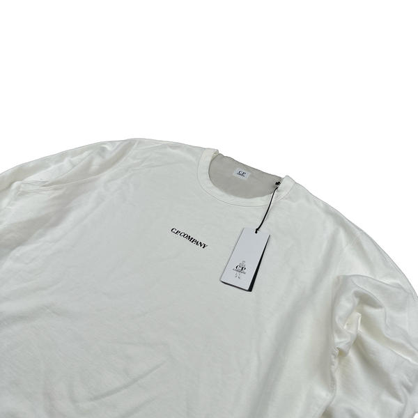 CP Company White Cotton Spellout Crewneck Jumper - XXL