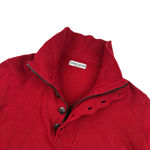Stone Island Red Wool High Neck Jumper - XL