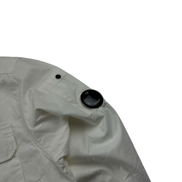 CP Company White Cotton Buttoned Overshirt - Medium