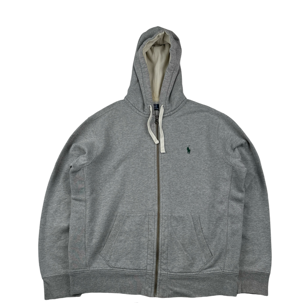 Ralph Lauren Heather Grey Zipped Hoodie - Large