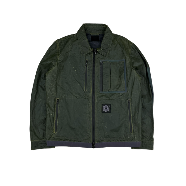 Plurimus Green Reflective Rubber Coated Zipped Overshirt - Large
