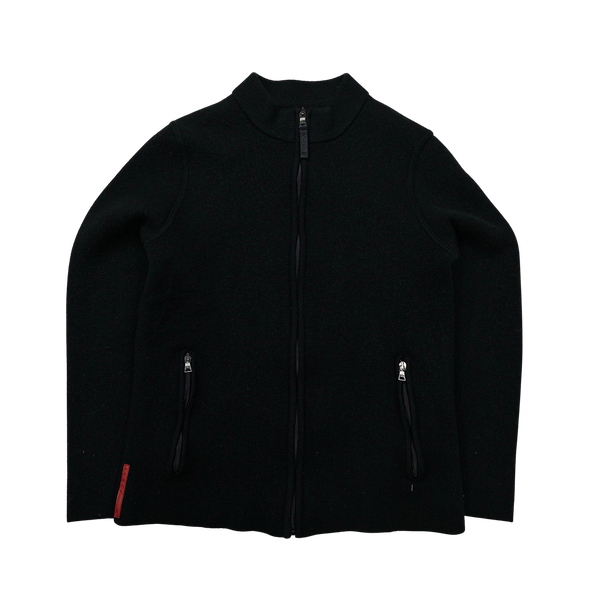 Prada Black Wool Zipped Cardigan - XS