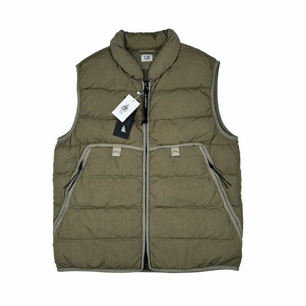 CP Company Khaki ECO CHROME-R Down Filled Puffer Gilet Jacket - Medium