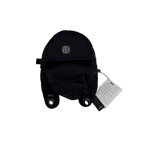 Stone Island 2022 Black Econyl Nylon Metal Face Cover Hat - XL