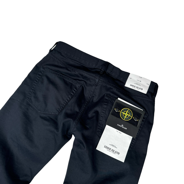 Stone Island Navy Slim Fit Cotton Trousers - Small