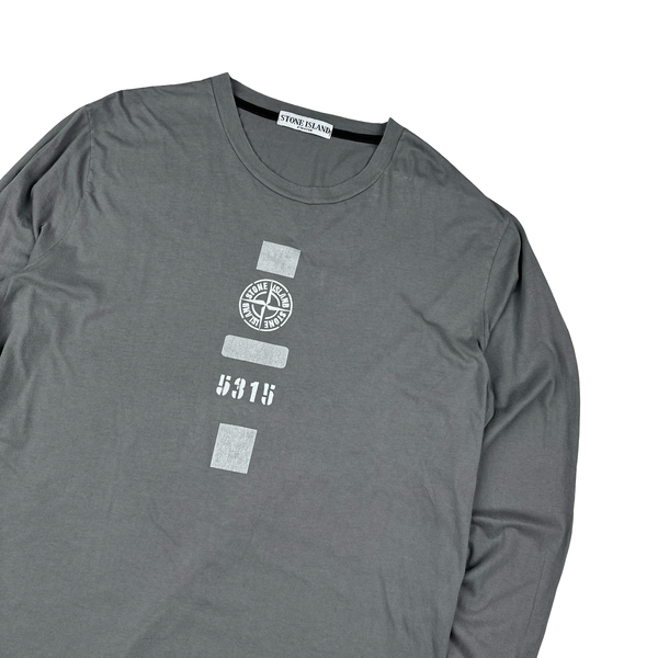 Stone Island Grey Graphic Spellout Longsleeve Shirt - XXL