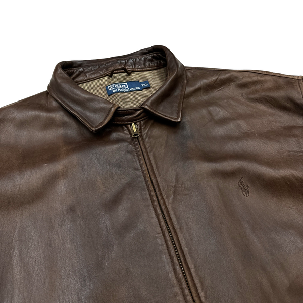 Ralph Lauren Brown Heavyweight Leather Jacket - XXL