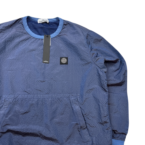 Stone Island 2017 Blue Poly Frame 3D Effect Nylon Pullover Jumper - XL