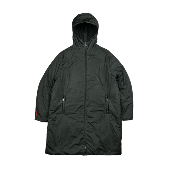 Prada Dark Green Nylon Padded Long Jacket - XXL