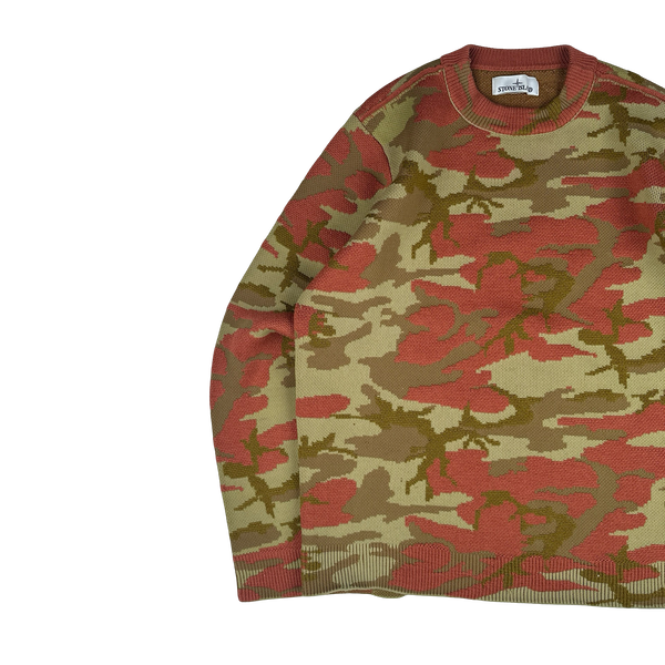 Stone Island 2022 Heritage Camo Crewneck Wool Knit Jumper - Medium