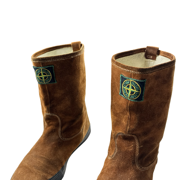 Stone Island 80's Green Edge Suede Boots - UK 7