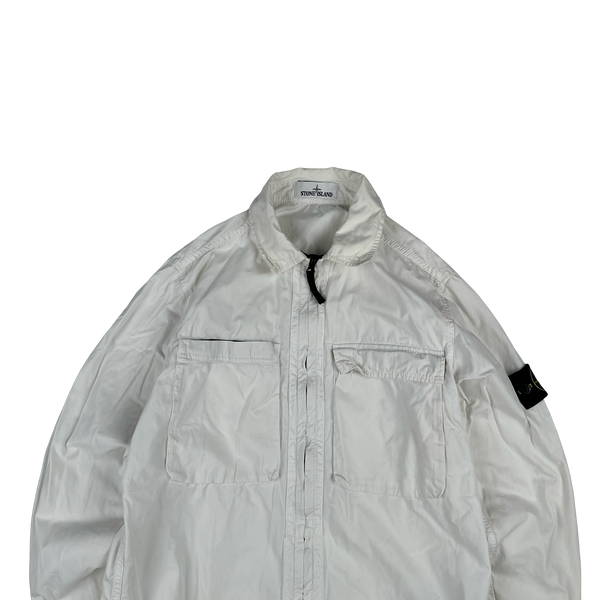 Stone Island 2018 White Cotton Zipped Overshirt - Medium