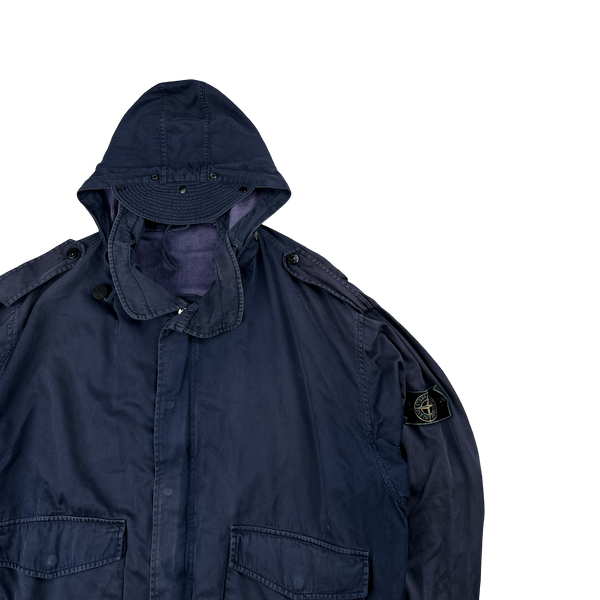 Stone Island Vintage 1980’s Navy Raso Gommato Hooded Jacket - XL