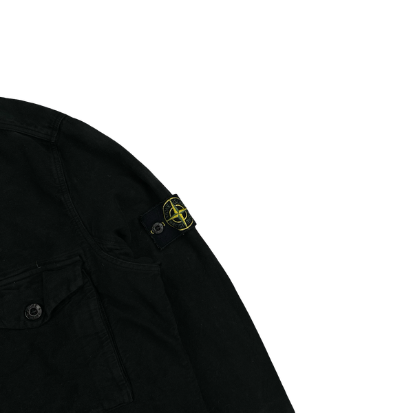 Stone Island 2017 Black Thick Brushed Cotton Overshirt - Large
