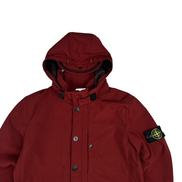 Stone Island 2012 Maroon Fleece Lined Soft Shell Jacket - Medium