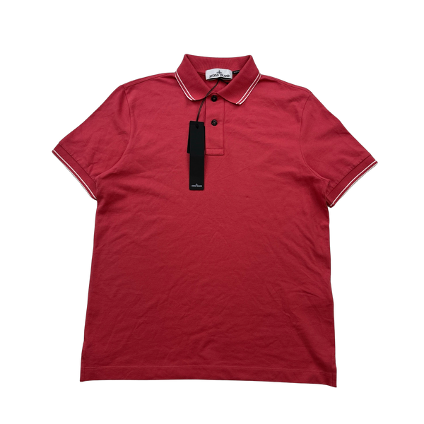 Stone Island 2023 Coral Red Short Sleeved Polo Shirt - Small