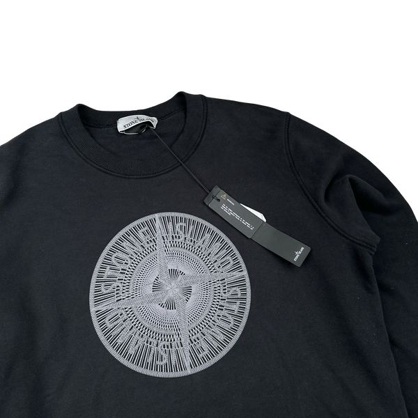Stone Island 2023 Black Industrial Compass Cotton Crewneck - Medium