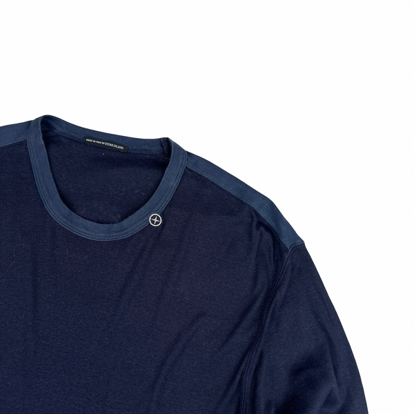Stone Island 2005 Navy Lino Cotton Blend Longsleeve T Shirt - XL