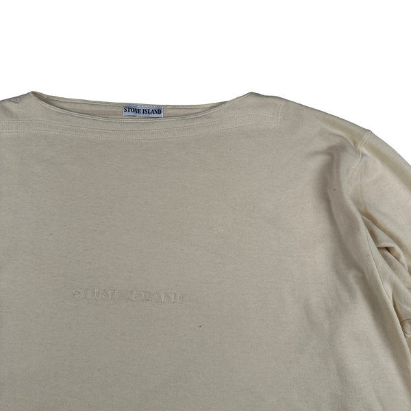 Stone Island 1990s Vintage Cream Spellout Pullover - XL