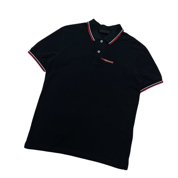 Prada Black Cotton Polo Shirt - Medium