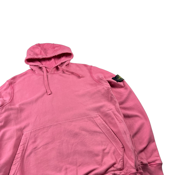 Stone Island 2020 Bubblegum Pink Cotton Pullover Hoodie- Large