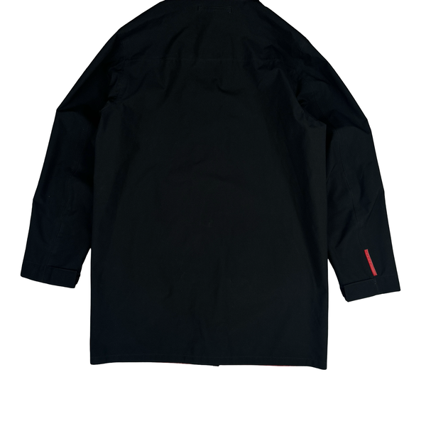Prada Black Red Tab Long Goretex Zipped Jacket - XL
