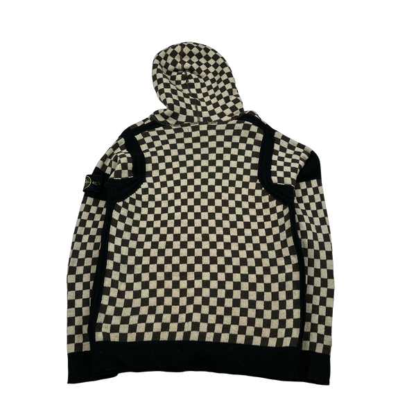 Stone Island 2010 Chequered Sample Wool Knit Hoodie VERY RARE - Medium