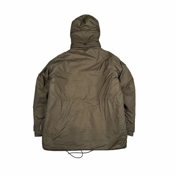 CP Company Reversible Thick Nylon Khaki Goggle Fleece Lined Hooded Jacket - Large