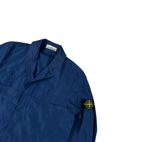 Stone Island 2019 Blue Micro Reps Button Up Jacket - Large