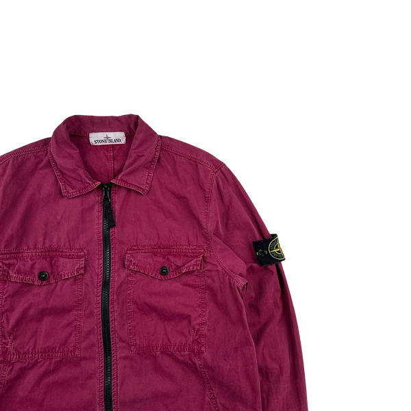 Stone Island 2019 Magenta Cotton Zipped Overshirt - Small