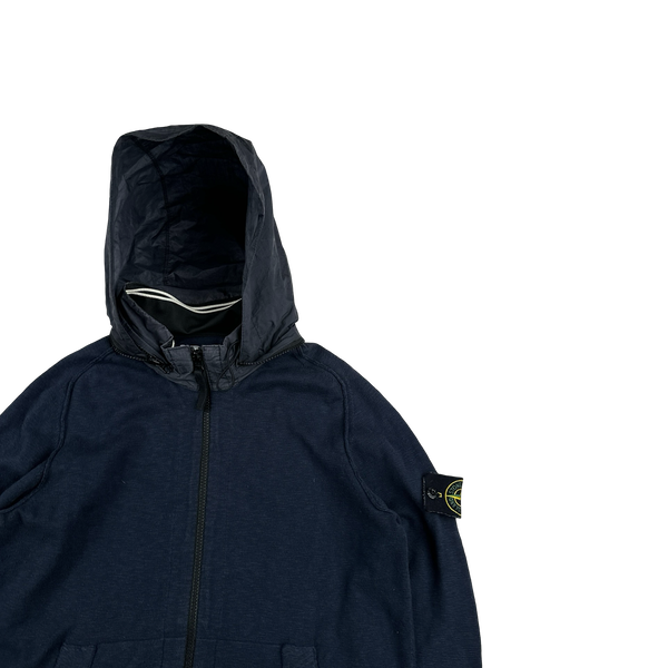 Stone Island 2013 Navy Nylon Hooded Full Zip Cardigan - Medium