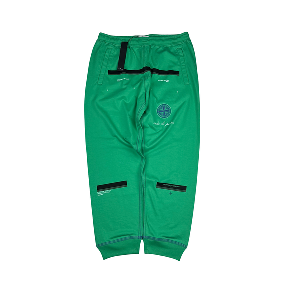 Stone Island 2021 Green Spellout Details Cotton Joggers - Large - XL