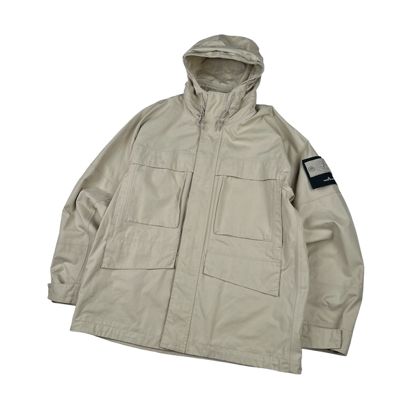 Stone Island 2024 Beige O-Ventile Ghost Zipped Hooded Multi Pocket Jacket - XL