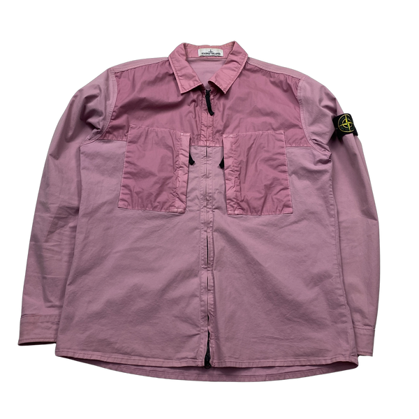 Stone Island 2020 Pink Mussola Gommata Overshirt - Large