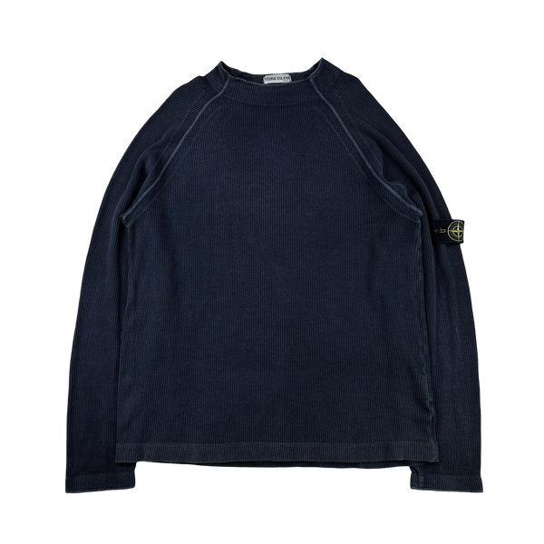 Stone Island 2003 Navy Ribbed Cotton Jumper - XXL