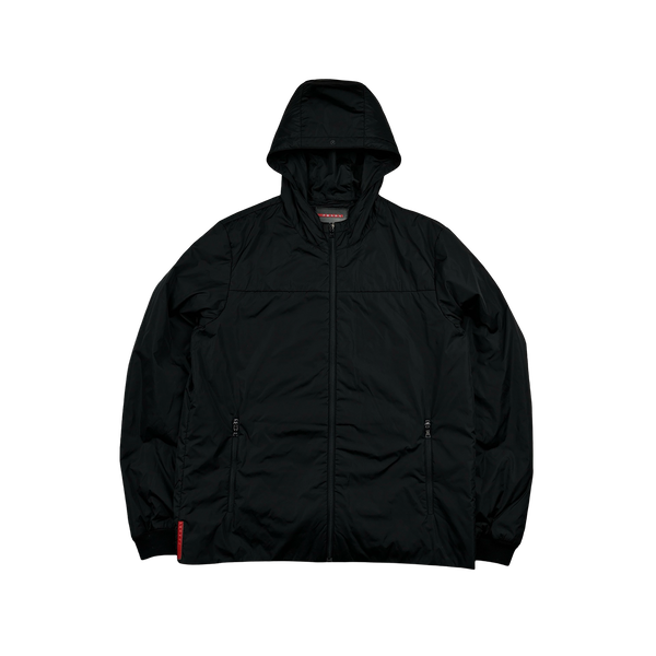 Prada Black Nylon Padded Hooded Bomber Jacket - 3XL