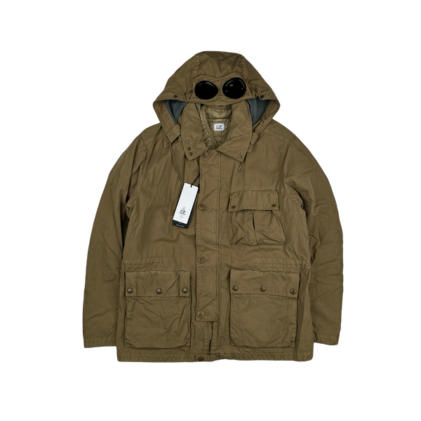 CP Company 50 Fili Down Filled Brown Goggle Jacket - Medium, Large