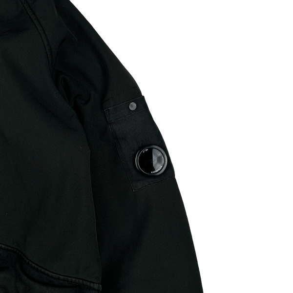 CP Company Black Teddy Fleece Lined Lens Viewer Hooded Jacket - Small