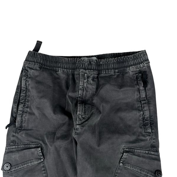 Stone Island 2020 Washed Black RE T Cargo Trousers - 30"