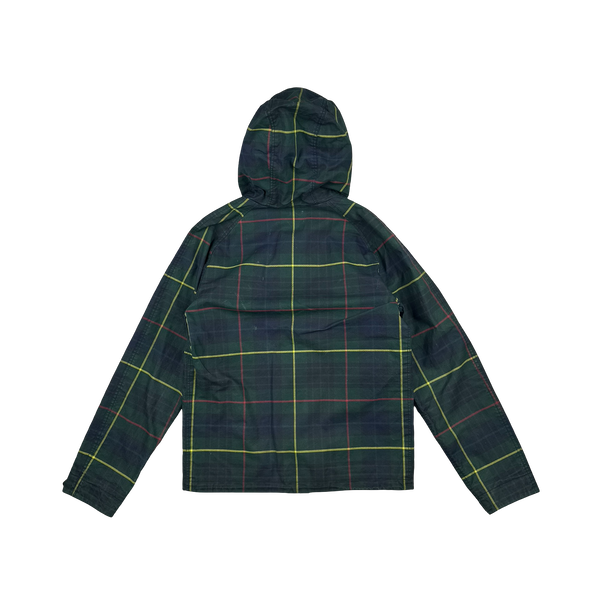 Ralph Lauren Green Tartan Waxed Cotton Hooded Jacket - Small
