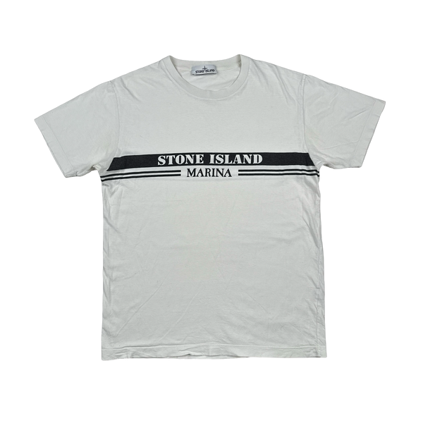 Stone Island 2017 Marina Black Spellout Cotton T Shirt - Large