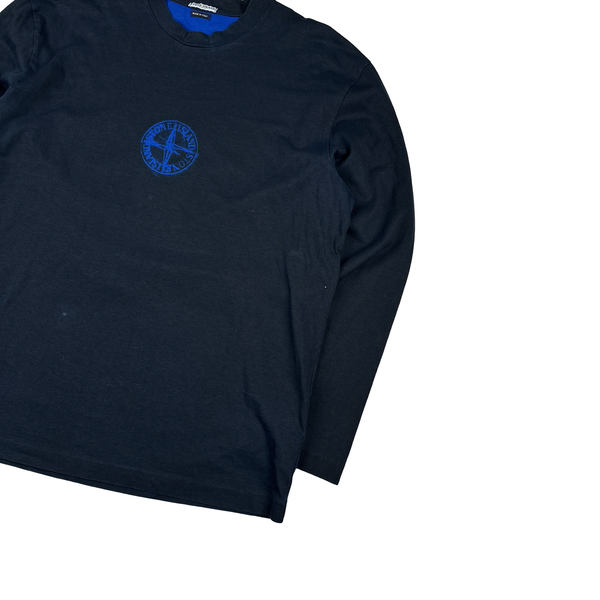 Stone Island Italy 2005 Navy Compass Spellout Longsleeve T shirt - XXL