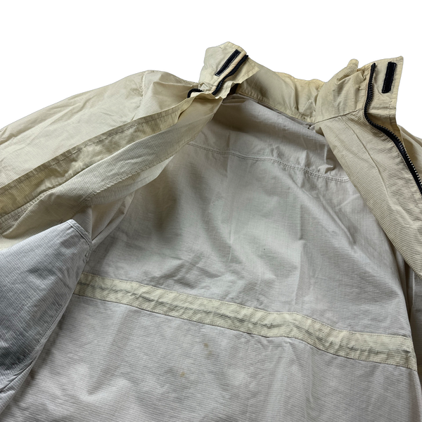 Cp Company 1999 Cotton Rip Stop Blend White Long Jacket - Medium
