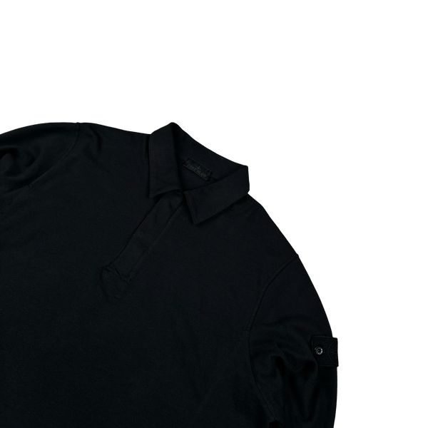 Stone Island 2023  Black Ghost Piece Cotton Long Sleeve Polo jumper - 3XL