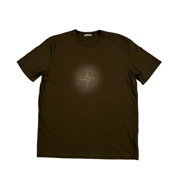 Stone Island 2007 Khaki Cotton Glow Compass T Shirt - XXL