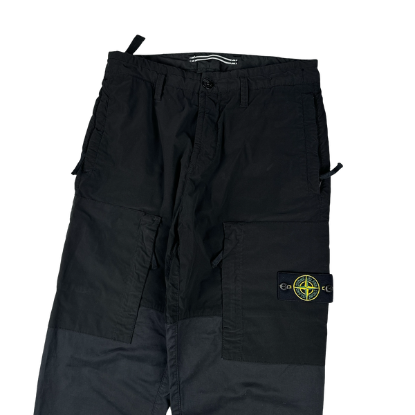 Stone Island 2020 Mussola Panel Black Cargo Trousers - 30"