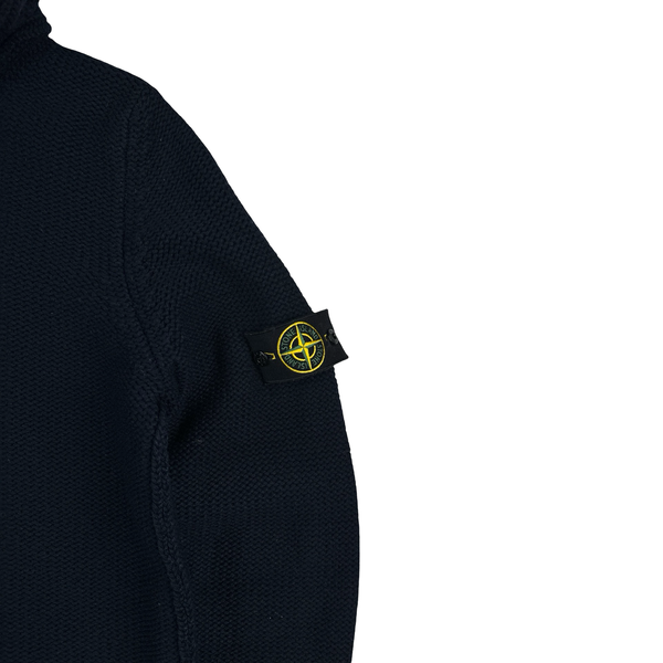 Stone Island 2010 Navy Heavyweight Wool Zipped Hoodie Jumper - Medium