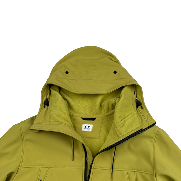 soft shell goggle jacket CP Company Olive Soft Shell R Goggle Hooded Zipped Jacket